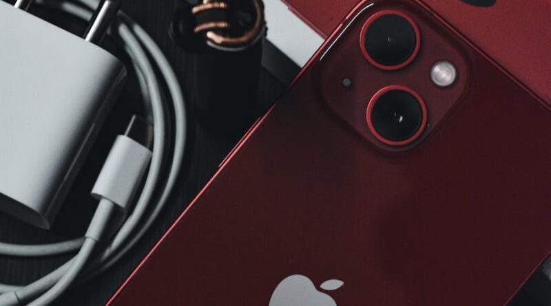 red smartphone in close up shot